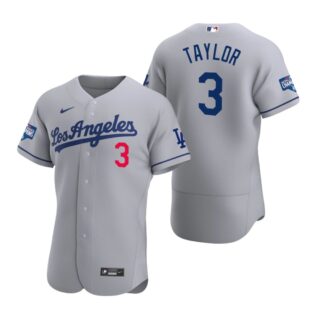 Los Angeles Dodgers 3 Chris Taylor Gray 2020 World Series Champions Road Authentic Jersey