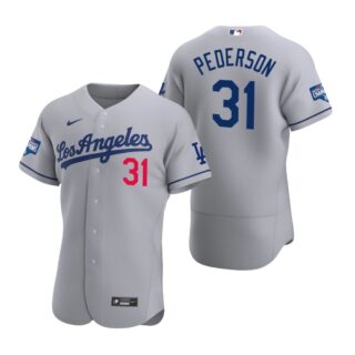 Los Angeles Dodgers 31 Joc Pederson Gray 2020 World Series Champions Road Authentic Jersey