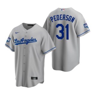 Los Angeles Dodgers 31 Joc Pederson Gray 2020 World Series Champions Road Replica Jersey