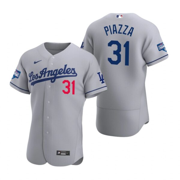 Los Angeles Dodgers 31 Mike Piazza Gray 2020 World Series Champions Road Authentic Jersey