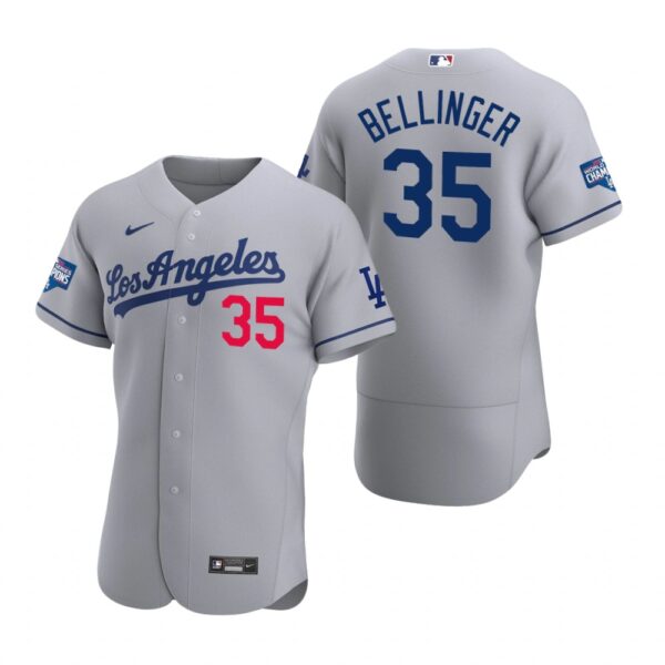 Los Angeles Dodgers 35 Cody Bellinger Gray 2020 World Series Champions Road Authentic Jersey