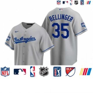 Los Angeles Dodgers 35 Cody Bellinger Gray 2020 World Series Champions Road Replica Jersey