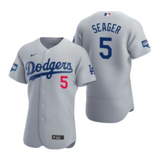 Los Angeles Dodgers 5 Corey Seager Gray 2020 World Series Champions Authentic Jersey