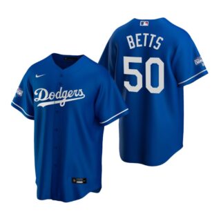 Los Angeles Dodgers 50 Mookie Betts Royal 2020 World Series Champions Replica Jersey