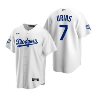 Los Angeles Dodgers 7 Julio Urias White 2020 World Series Champions Replica Jersey