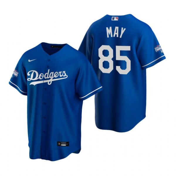 Los Angeles Dodgers 85 Dustin May Royal 2020 World Series Champions Replica Jersey