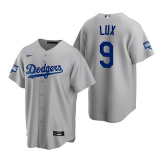 Los Angeles Dodgers 9 Gavin Lux Gray 2020 World Series Champions Replica Jersey