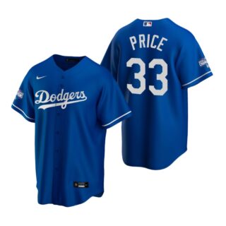 Los Angeles Dodgers33 David Price Royal 2020 World Series Champions Replica Jersey