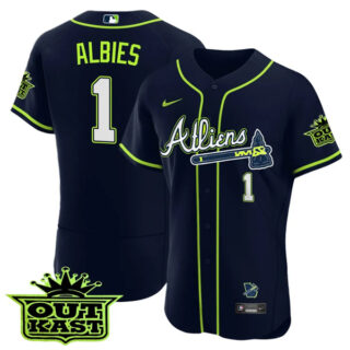 MEN'S ATLANTA BRAVES ATLIENS #1 Ozzie Albies FLEX BASE JERSEY - ALL STITCHED