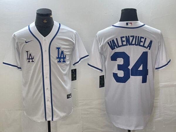 MEN'S Los Angeles Dodgers #34 Toro Valenzuela White Stitched Jersey(Run Small)