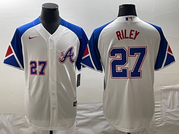MLB Braves 27 Riley White City Connect Cool Base Men Jerseys