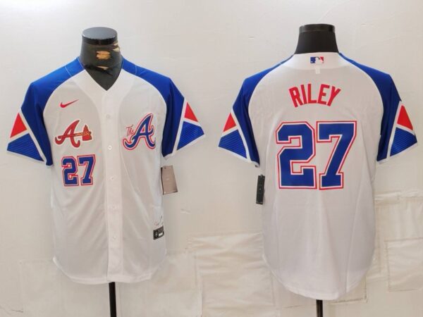 MLB Braves 27 Riley White City Connect Nike Cool Base Men Jerseys