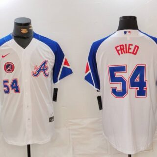 MLB Braves 54 Max Fried White City Connect Nike Cool Base Men Jerseys