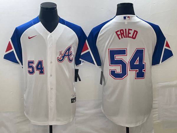 MLB Braves 54 Max Fried White City Connect Nike Cool Base Men Jerseys