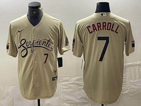 MLB Diamondbacks 7 Corbin Carroll Cream City Nike Cool Base Men Jersey