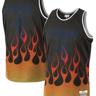 Magic 1 Penny Hardaway Black 1994-95 Hardwood Classics Flames Swingman Jersey