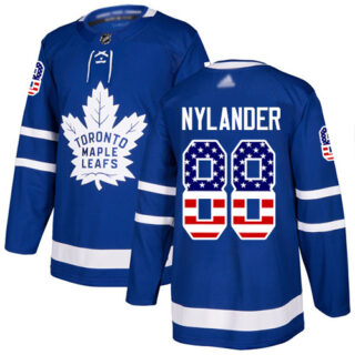 Maple Leafs #88 William Nylander Blue Home Authentic USA Flag Stitched Hockey Jersey