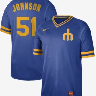 Mariners #51 Randy Johnson Royal Authentic Cooperstown Collection Stitched Baseball Jersey