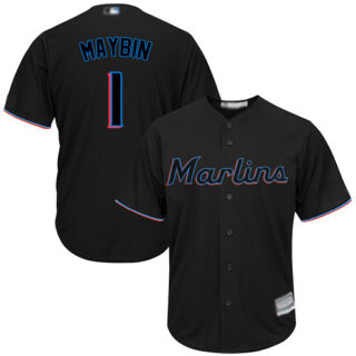 Marlins #1 Cameron Maybin Black Cool Base Stitched Youth Baseball Jersey