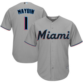 Marlins #1 Cameron Maybin Grey Cool Base Stitched Youth Baseball Jersey