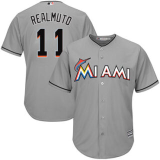 Marlins #11 JT Realmuto Grey Cool Base Stitched Youth Baseball Jersey