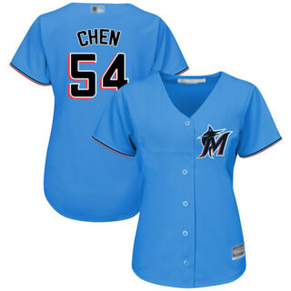 Marlins #54 Wei-Yin Chen Blue Alternate Women's Stitched Baseball Jersey