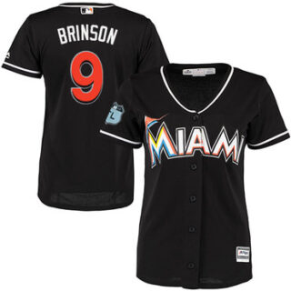 Marlins #9 Lewis Brinson Black Alternate Women's Stitched Baseball Jersey