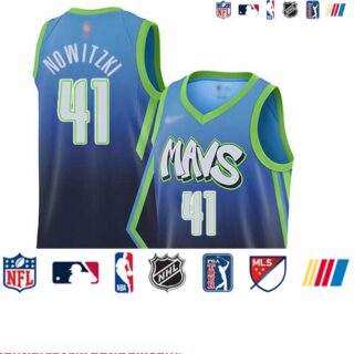 Mavericks #41 Dirk Nowitzki Blue Basketball Swingman City Edition 2019 20 Jersey
