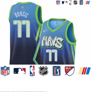 Mavericks #77 Luka Doncic Blue Basketball Swingman City Edition 2019 20 Jersey