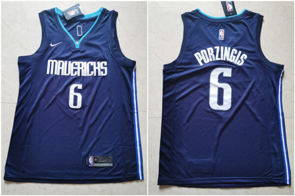 Mavericks 6 Kristaps Porzingis Navy Nike Swingman Jerseys