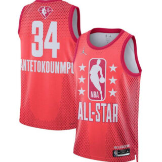 Men's 2022 All-Star #34 Giannis Antetokounmpo Maroon Stitched Basketball Jersey