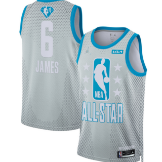 Men's 2022 All-Star #6 LeBron James Gray Stitched Basketball Jersey