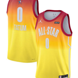 Men's 2023 All-Star #0 Jayson Tatum Orange Game Swingman Stitched Basketball Jersey