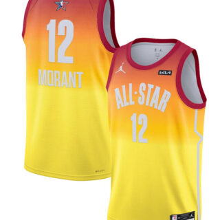 Men's 2023 All-Star #12 Ja Morant Orange Game Swingman Stitched Basketball Jersey