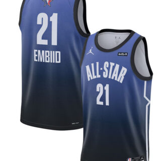 Men's 2023 All-Star #21 Joel Embiid Blue Game Swingman Stitched Basketball Jersey