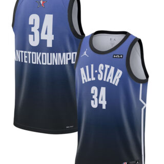 Men's 2023 All-Star #34 Giannis Antetokounmpo Blue Game Swingman Stitched Basketball Jersey