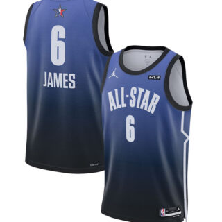 Men's 2023 All-Star #6 LeBron James Blue Game Swingman Stitched Basketball Jersey