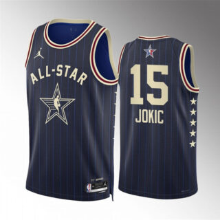 Men's 2024 All-Star #15 Nikola Jokic Navy Stitched Basketball Jersey