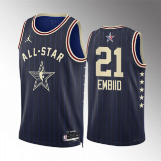 Men's 2024 All-Star #21 Joel Embiid Navy Stitched Basketball Jersey