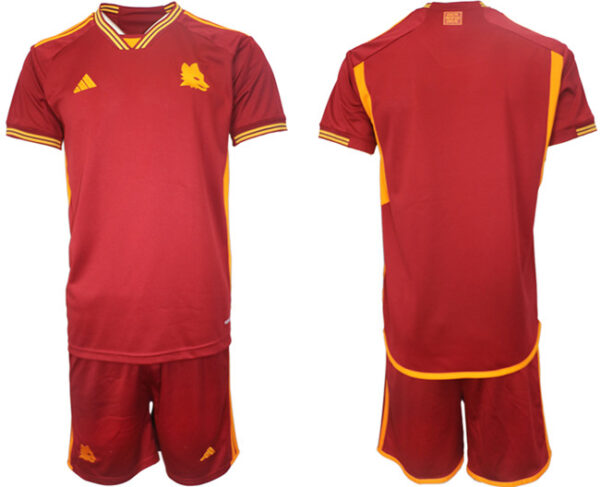 Men's AS Roma Custom 2023 24 Red Home Soccer Jersey Suit