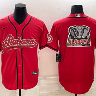 Men's Alabama Crimson Tide Red Team Big Logo With Patch Cool Base Stitched Baseball Jersey