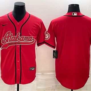Men's Alabama Crimson Tide Red With Patch Cool Base Stitched Baseball Jersey