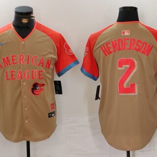 Men's American League #2 Gunnar Henderson Cream 2024 All-Star Elite Stitched Baseball Jerseys