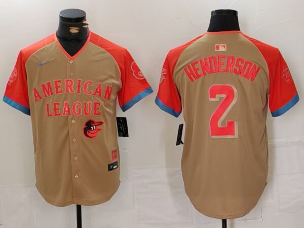 Men's American League #2 Gunnar Henderson Cream 2024 All-Star Elite Stitched Baseball Jerseys
