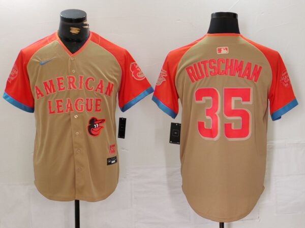 Men's American League #35 Adley Rutschman Cream 2024 All-Star Elite Stitched Baseball Jerseys
