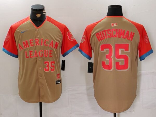 Men's American League #35 Adley Rutschman Cream 2024 All-Star Elite Stitched Baseball Jersey