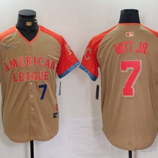 Men's American League #7 Bobby Witt Jr. Cream 2024 All-Star Limited Stitched Jerseys