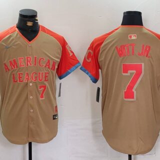 Men's American League #7 Bobby Witt Jr. Cream 2024 All-Star Limited Stitched Jerseys