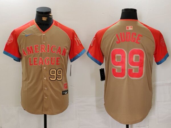 Men's American League #99 Aaron Judge Cream 2024 All-Star Elite Stitched Baseball Jerseys
