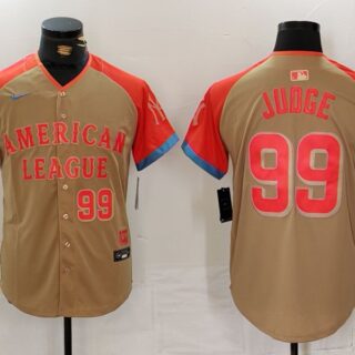 Men's American League #99 Aaron Judge Cream 2024 All-Star Elite Stitched Baseball Jersey